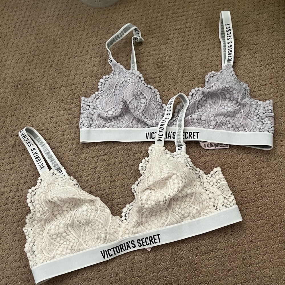 VICTORIAS SECRET LACE BRALETTE SET SZ L